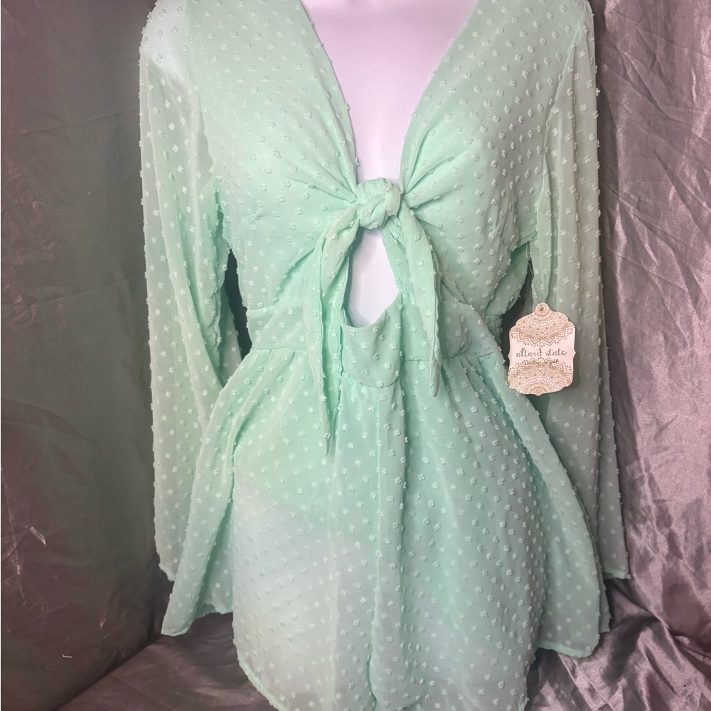 Altar'd State Mint Tie-Front Jumpsuit